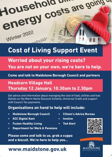 Support for rising cost of living from MBC in Headcorn 